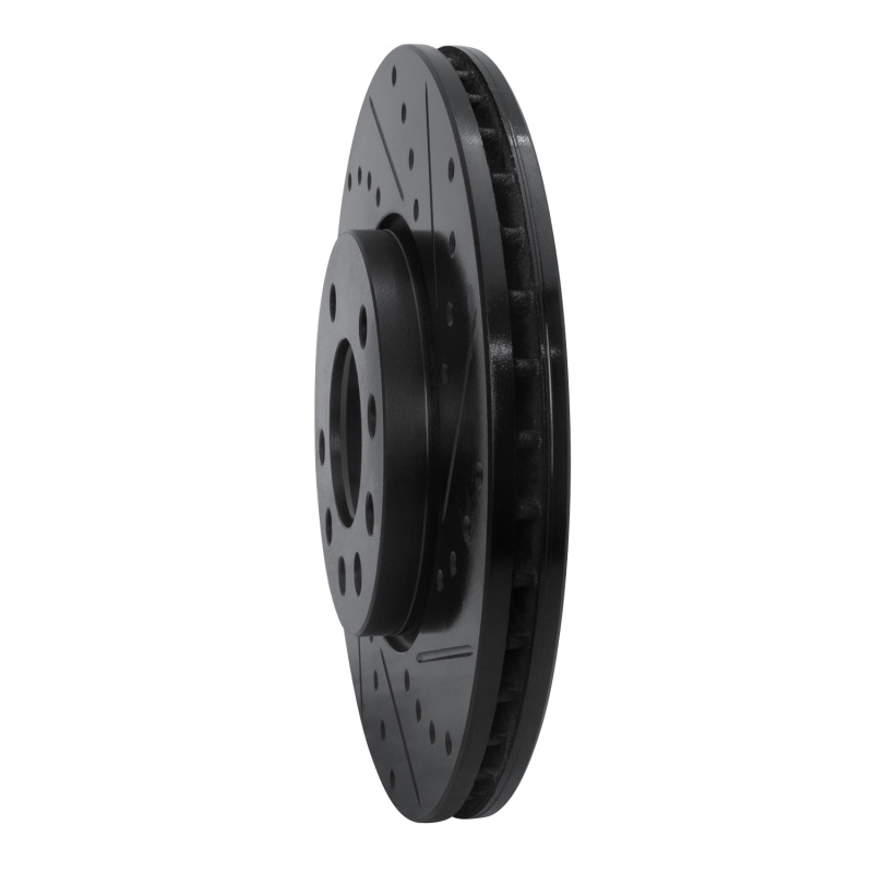 Cadillac BLS Brake Rotor (1) - Front Right - R1 Concepts - Drilled & Slotted - Black - `03-`11